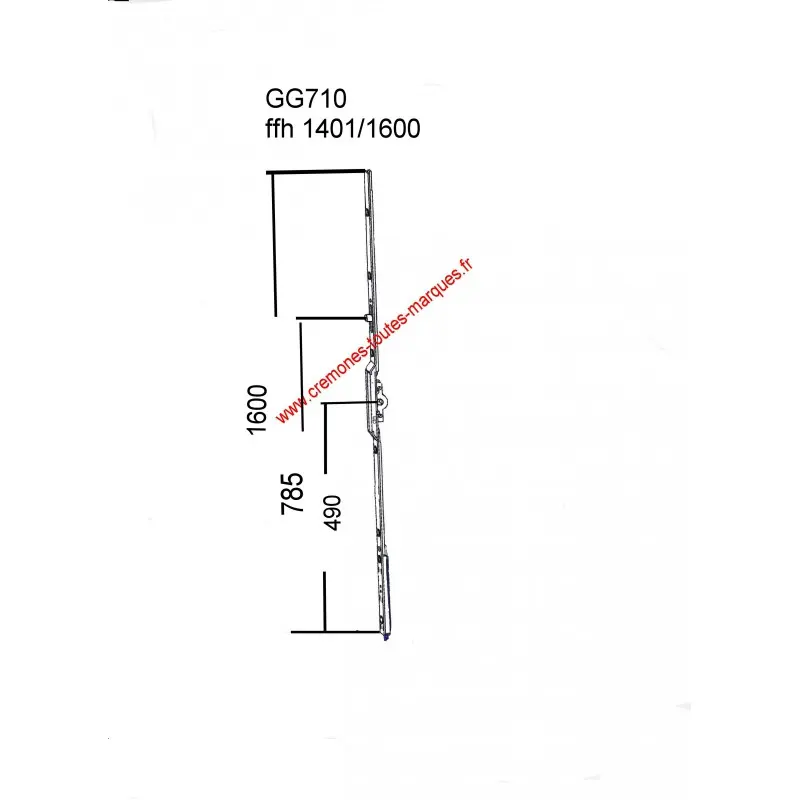 cremone SIEGENIA Si DG 23 axe 7 - GG710 ffh 1401/1600